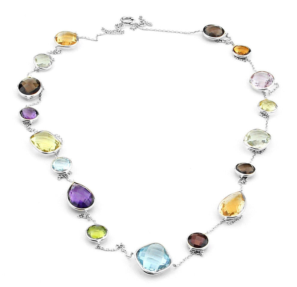 14K White Gold Colorful Multi-Shaped Gemstone Necklace 36 Inches – Mark  Madison Design